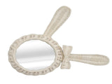 Decorative Mirror White Rabbit Shaped Retro HD Rattan Mirror for Bathroom Bedroom V1294-YM0703-3115230038711