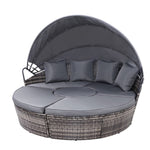 Gardeon Sun Lounge Setting Wicker Lounger Day Bed Patio Outdoor Furniture Grey ODF-SUNBED-180OT-GR-ABC