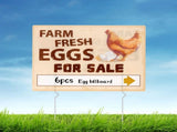 6/10 Pcs Eggs Metal Sign 14 x 11 inches with Stakes Marker Pen Arrow Stickers Weatherproof V1366-AZ2-W-15024