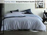 Accessorize Ripley Blue Striped Pattern Quilt Cover Set Single V442-HIN-QUILTCS-RIPLEY-BLUE-SB