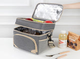 Navy blue Dual Layer Insulated Lunch Bag 12L Large Capacity Cooler Tote with Adjustable Strap V888-ELOSUNG40710