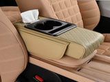 Car Armrest Cushion, 13.4" x 7.8" Car Armrest Storage with 2 Storage Bags, Cup Holder, Tissue V1366-AZ2-W-11466