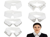 6PCS Detachable Fake Collar, White Collar with Rhinestones, Half Shirt Blouse Collar, Fashion V1192-AZ-W-18258
