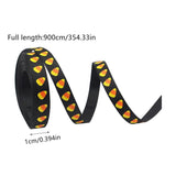Spooky Halloween Ribbon - Skull, Pumpkin & Witch Printed Wired Craft Ribbon for DIY Decor, Bow V1366-AZ2-W-16568