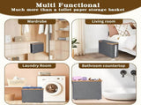 Toilet Paper Storage Basket with Lid, Holds 9-12 Rollsgray V1188-MS-525-003