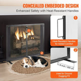 Fireplace Screen 1 Panel with Door, Sturdy Iron Mesh Fireplace Screen, 990MM Spark Guard V952-BLMHSJY3545I44JO4V0