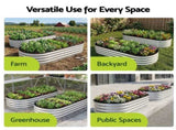 Green Fingers Raised Garden Bed Galvanised Oval Metal Planter Box Large Outdoor 150x70x30cm Silver GB-OVAL-1507030-SL