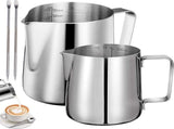 Stainless steel milk jug, 2 pieces, frothers, pitchers, 350 ml, 600 ml, stainless steel milk jug, V1188-MS-313-1057