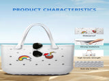 EVA Beach Tote Bag for Swimming, Pool & Travel Waterproof Washable Rubber Handbag with 2 Random V1107-CS-STDDBB