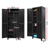 Gardeon Outdoor Storage Cabinet Box 173cm Lockable Cupboard Sheds Garage Adjustable Black OSC-CABI-H1D-BK
