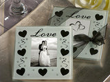 20 Pack Wedding Coasters Glass Square Photo Frame Bomboniere Favour 9x9cm - 2 Frames per Pack V382-HEARTSQCOASTRX20