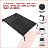 110 x 80cm Elevated Pet Sleep Bed Dog Cat Cool Cot Home Outdoor Folding Portable V63-836041