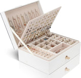 Jewelry Box Organizer for Necklaces, Earrings, Bracelets, Rings, Large PU Leather Jewelry Box with 3 V1188-JAR60-16667-1