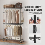VEVOR Heavy Duty Clothes Rack, Rolling Clothing Garment Rack with 3 Storage Tiers, 2 Rods and 2 V952-JYKCYJ3848123WVQNV0