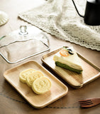 Mini Cake Stand with Glass Dome - Wooden Serving Board for Cupcakes Cheese - Butter Dome as Kitchen V1258-DP02-BOL-551