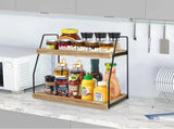 CARLA HOME 2-Tier Wooden Coffee Station Rack Organizer for Coffee Bar, Condiments, Syrups, Storage V178-36176