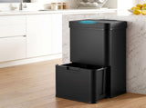 Devanti 72L Sensor Bin Rubbish Bins 4-in-1 Compartment Stainless Steel Trash Can Black SB-E-3C-72L-BK