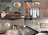Indoor Wall Light, Modern 15W LED Wall Lamp Circle Design, 6500K Wall Lights Adjustable, Black, For V1188-MS-227-0607