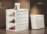 White Black foldable shoe storage boxes, transparent shoe boxes, shoe storage Australia, wardrobe V1347-127-BLA-03454