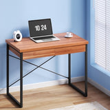 Artiss Computer Desk Drawer Storage Walnut 100CM MET-DESK-118-WN