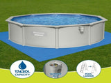 Bestway Swimming Pool Steel Frame Round Pool Set 457cm w/ Filter Ladder 17430L BW-POOL-R-460-56385