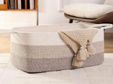 Large Woven Blanket Basket, Storage Baskets for Organizing,Rectangle Cotton Rope Toy Basket for V1366-AZ2-W-18250