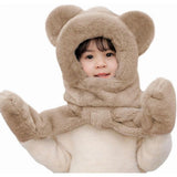 Kids Winter 3-in-1 Hat Scarf Gloves Set, 22-22.8 In Multi-Functional Cap with Faux Fur Trim, Warm V1192-AZ-W-17706