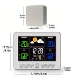 Indoor Outdoor Weather Station Color LCD Atomic Clock Barometer Forecast Dual Alarm Snooze Calendar V1232-CPQXZ001