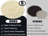 6 PCS Wool Buffing Polishing Pads - 7 Inch Natural Wool Cutting Pads with Hook and Loop Backing V1366-AZ2-W-14399