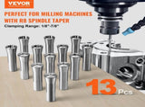 13 pcs Precision R8 Collet Set, 1/8'' - 7/8'', 45 Mill Collet Chuck 0.0012"/30m TIR with 13 V952-R8JT13PCSW00O2D91V0