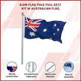 6.0m Flag Pole Full Set / Kit w Australian Flag V63-690444