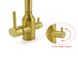 WELS Brushed Gold 3 Ways Kitchen Mixer Tap Swivel Spout Pure Water Sink Faucet Set V1233-KRD511BG