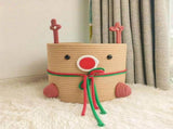 Christmas Deer Basket, Reindeer/Elk Christmas Storage Baskets for Gifts, Reindeer Toy Storage V1366-AZ2-W-20803