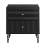 Lisa Wavy Fluted Bedside Table in Black V369-601075-BLACK