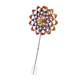 Outdoor 3D Windmill Colourful Exquisite Metal Wind Spinner with Ground Stake for Parks Lawn Yard V1294-YM0901-3111230149711