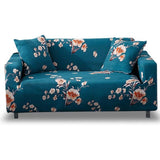 3 Seater Stretch Sofa Cover with Armrests Elastic Furniture Protector Blue Flower V1237-ZY-522-0051