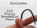 Flexible Safety Pens 100 Pack of for Mental Health, Health Hospital 3.8 Inches Hospitals V1192-AZ-W-23039