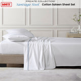 Private Collection 600TC Santiago Steel Cotton Sateen Sheet Set 50cm Wall Queen V442-LED-SHEETS-SANTIAGO-STEEL-QS