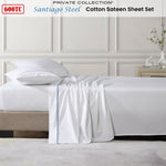 Private Collection 600TC Santiago Steel Cotton Sateen Sheet Set 50cm Wall Super King V442-LED-SHEETS-SANTIAGO-STEEL-SK