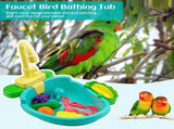 Pet Bath Tub for Bird Parrot,Parrot Automatic Bathtub with Faucet Bird Shower Bathing Tub Bird V1192-AZ-W-10151