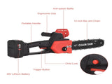 12 inches Cordless Electric Chainsaw with Brushless Motor 48-Volt Lithium-ion Handheld Power Chain V1294-YM0901-H48140RBUK