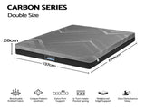 Giselle Double Mattress 26cm Firm Pocket Spring Dual Edge Support Dark Grey MATTRESS-E-CARBON-26-D