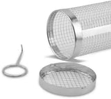 2 Pieces Stainless Steel 304 BBQ Grill Baskets, Cylindrical Mesh Barbecue Cages for Smokers, Kitchen V1189-LC-HW-00030