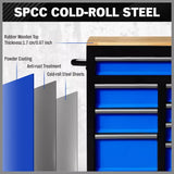 HORUSDY 42 inch 8 Drawer Tool Cabinet 1000 lbs Wood Top Power Strip Casters Blue V465-86514