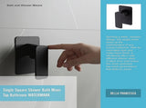 Single Square Shower Bath Mixer Tap Bathroom WATERMARK Approved in Black V63-847961