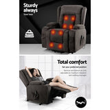 Artiss Recliner Chair Lift Assist Heated Massage Chair Velvet Rukwa RECLINER-A5-VEL-GY-AB