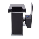 LED Bathroom Sink Faucet Black Waterfall Single Hole Handle Vanity Faucet with 2 Water Pipes V1294-YM0901-3112260003111