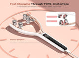 V-Shaped Facial Massage Roller with 8 Stainless Steel Balls, Dual-Tone Design, LCD Screen, 5-Speed V1107-CS-VMBAMY