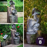 PROTEGE Solar Fountain Water Feature Outdoor Bird Bath with LED Lights - Charcoal V219-PMPFPKPROA3CB