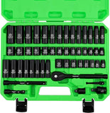 SWANLAKE 50-Pieces 3/8" Impact Socket Wrench Set SAE Metric Extension Bar Adaptor Cr-V V465-66108